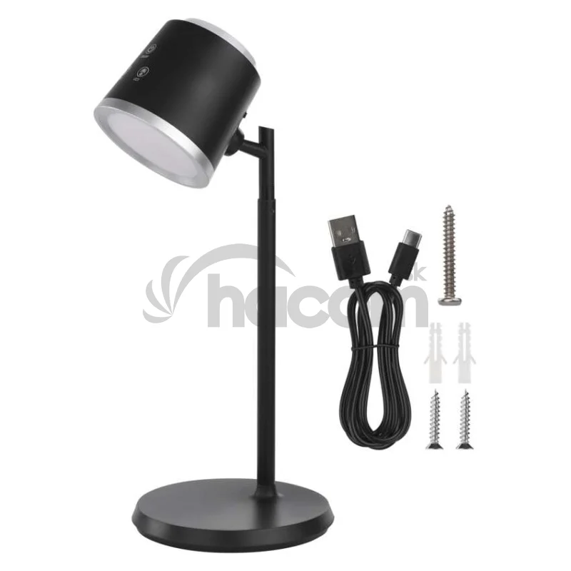 LED stolná lampa ABBIE, dobíjacia, čierna