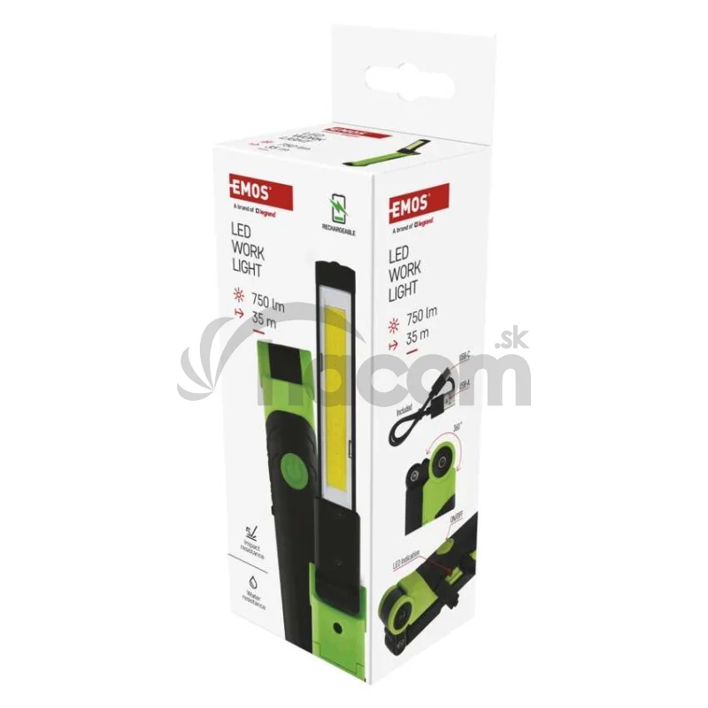 Nabíjacia baterka COB LED P4540, 750 lm, 2000 mAh
