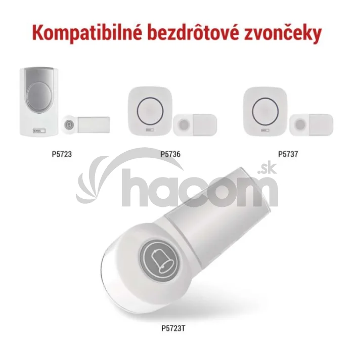 Vonkajšie tlačidlo pre domový bezdrôtový zvonček P5723 na 1x CR2032