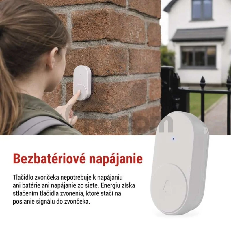 Vonajšie tlačidlo bez baterie pre domový bezdrôtový zvonček P5739W, P5739B