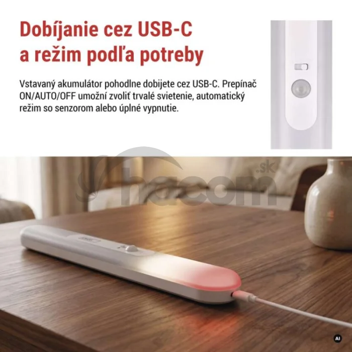 LED nabíjateľná svietidlo P3328 s pohybovým senzorom a fotosenzorom, 1 ks