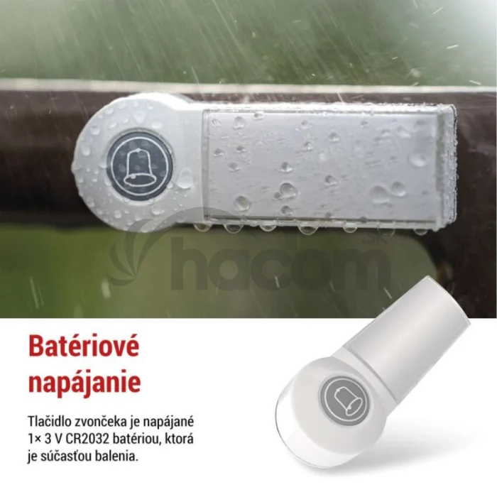 Vonkajšie tlačidlo pre domový bezdrôtový zvonček P5723 na 1x CR2032