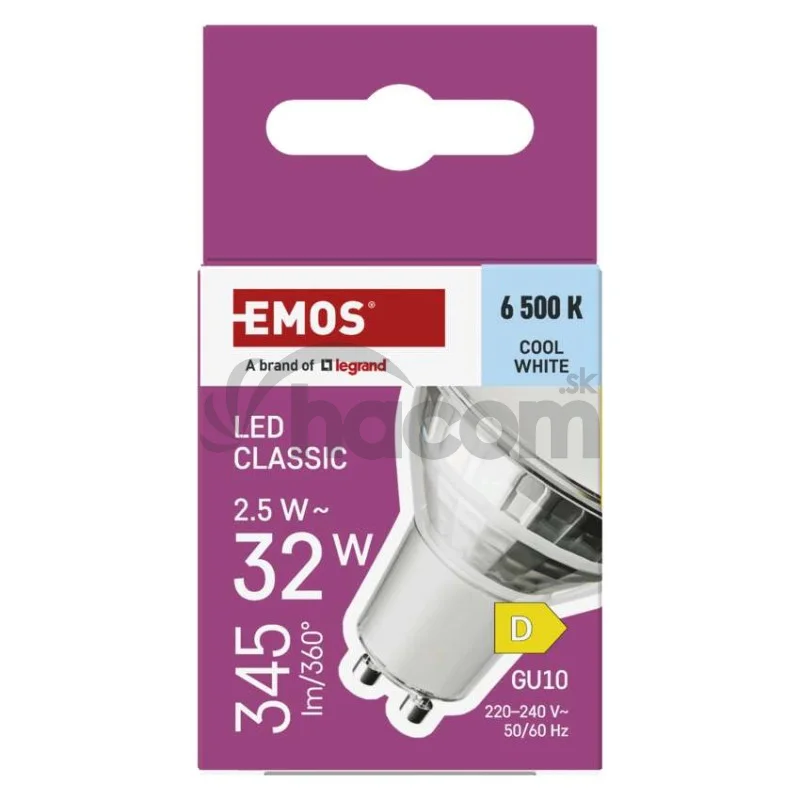 LED žiarovka Classic MR16 biela/ GU10 / 2.5 W (32 W) / 345 lm / Studená biela