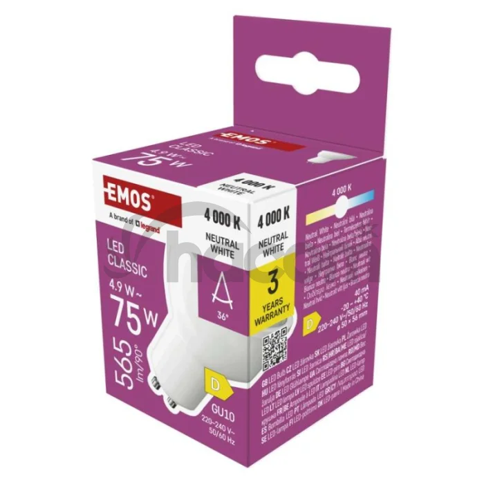 LED žiarovka Classic MR16 biela/ GU10 / 4.9 W (75 W) / 565 lm / neutrálna biela